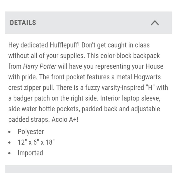 ❗Last One!❗Harry Potter Hufflepuff Backpack - Picture 2 of 7